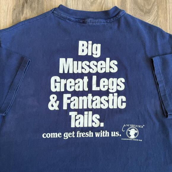 Vintage Sex Quote T-Shirt Size L Blue Faded Oyster Bar Comedy Funny SEE PHOTOS - Picture 1 of 7